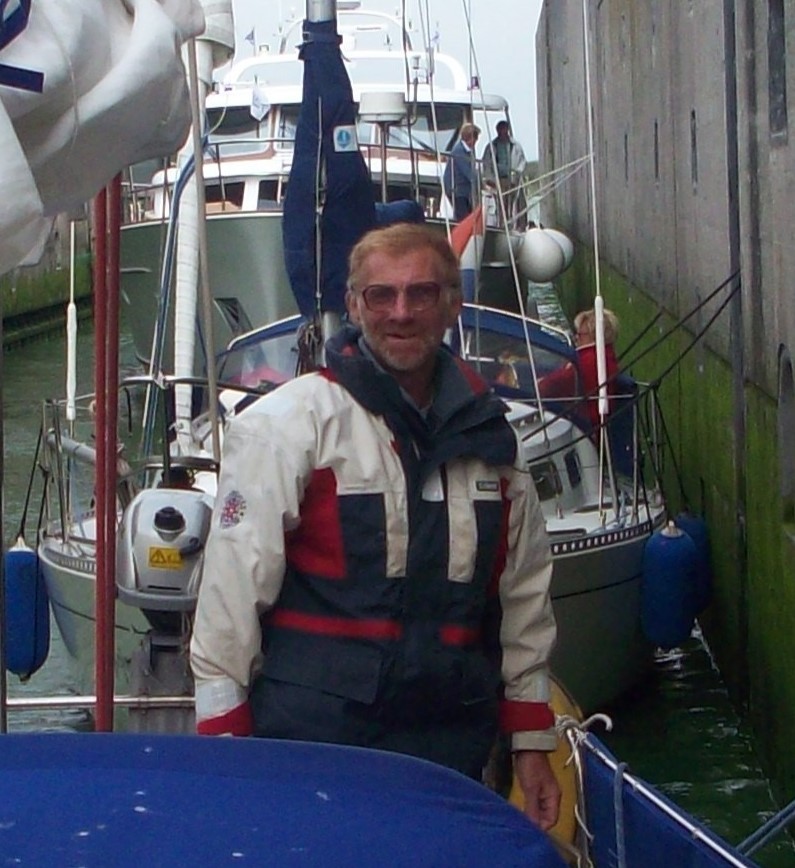 Chris Cowlard at the helm of his yacht